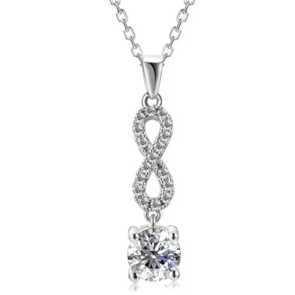Certified 1ct. t.w. Diamond Moissanite Infinity Necklace NEW